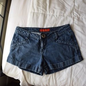 cuffed denim shorts